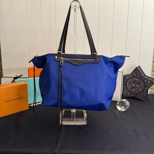 EUC Rebecca Minkoff Royal Blue Nylon and Black Leather Tote Bag